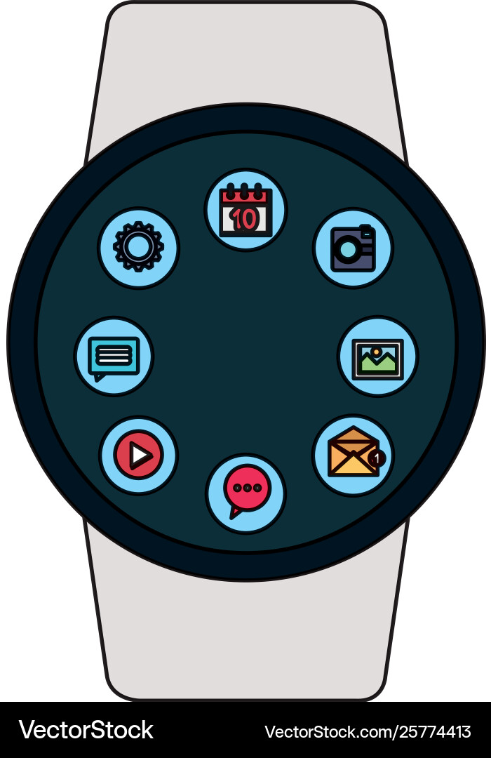 Smartwatch weareable with applications menu Smartwatch weareable with applications menu vector image