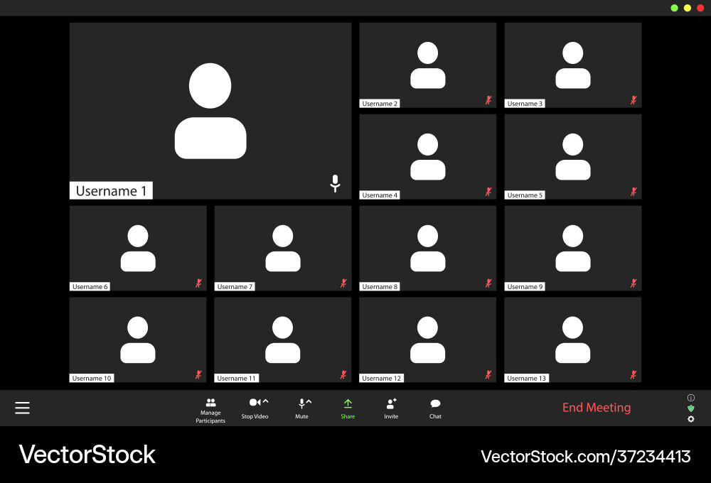 Template video conference user interface Vector Image