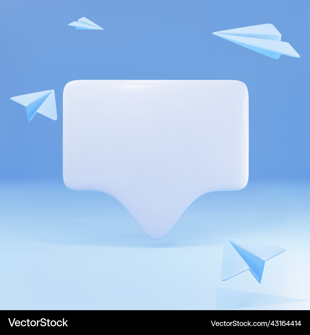 3d speech bubble message and planes 3d speech bubble message and planes vector image