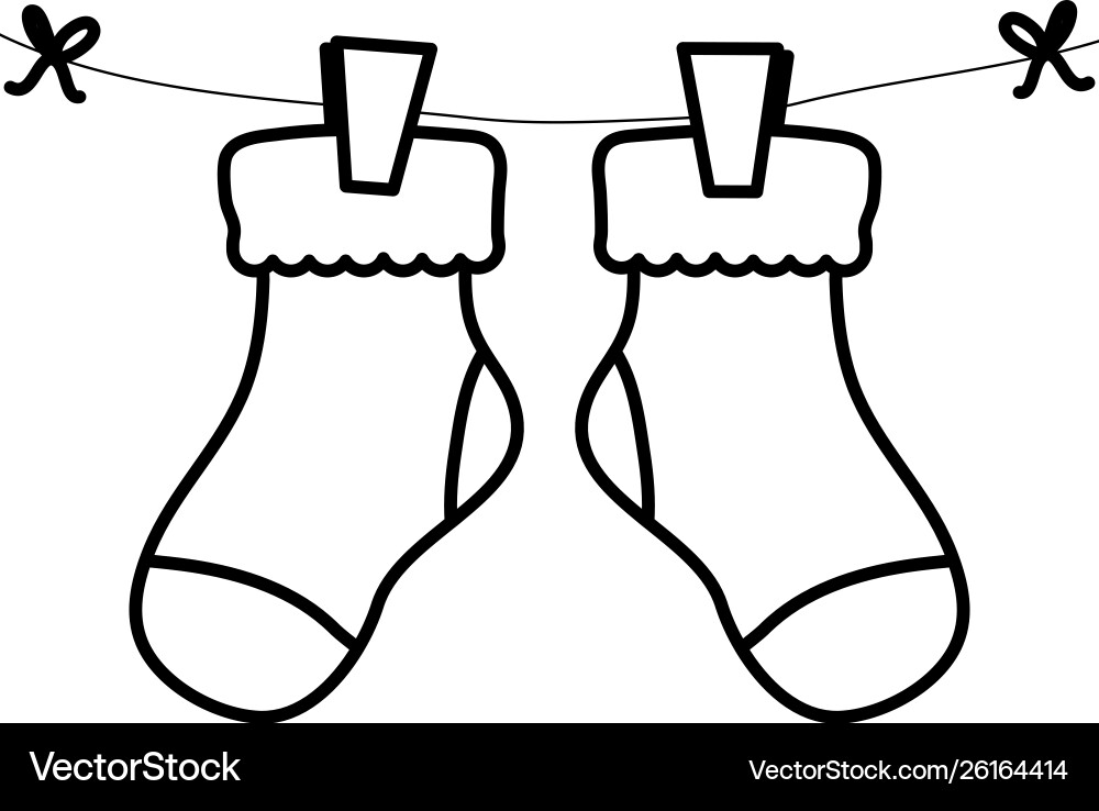 Baby Socken Kleidung hängend in Draht Baby Socken Kleidung hängend in Draht vektorbild