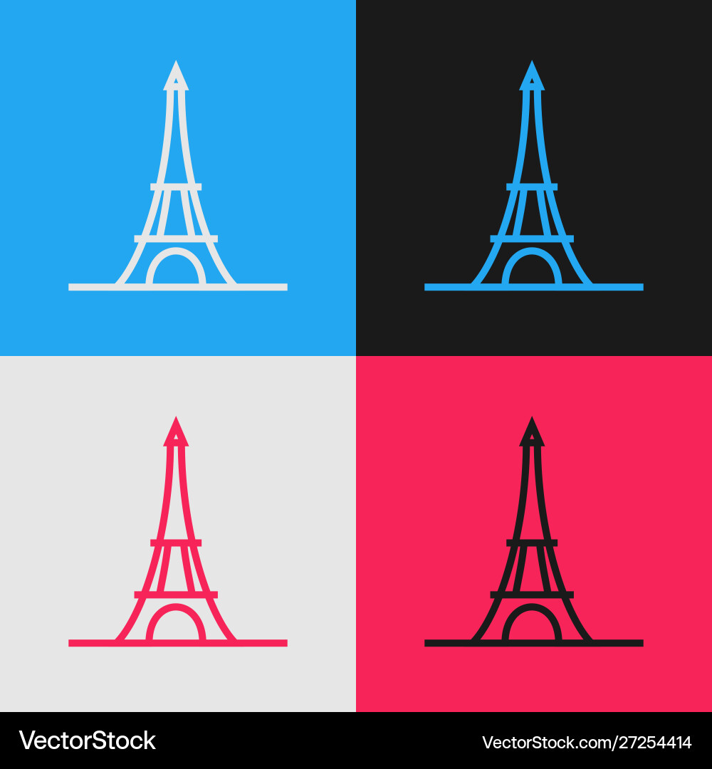 Color line eiffel tower icon isolated on Color line eiffel tower icon isolated on vector image