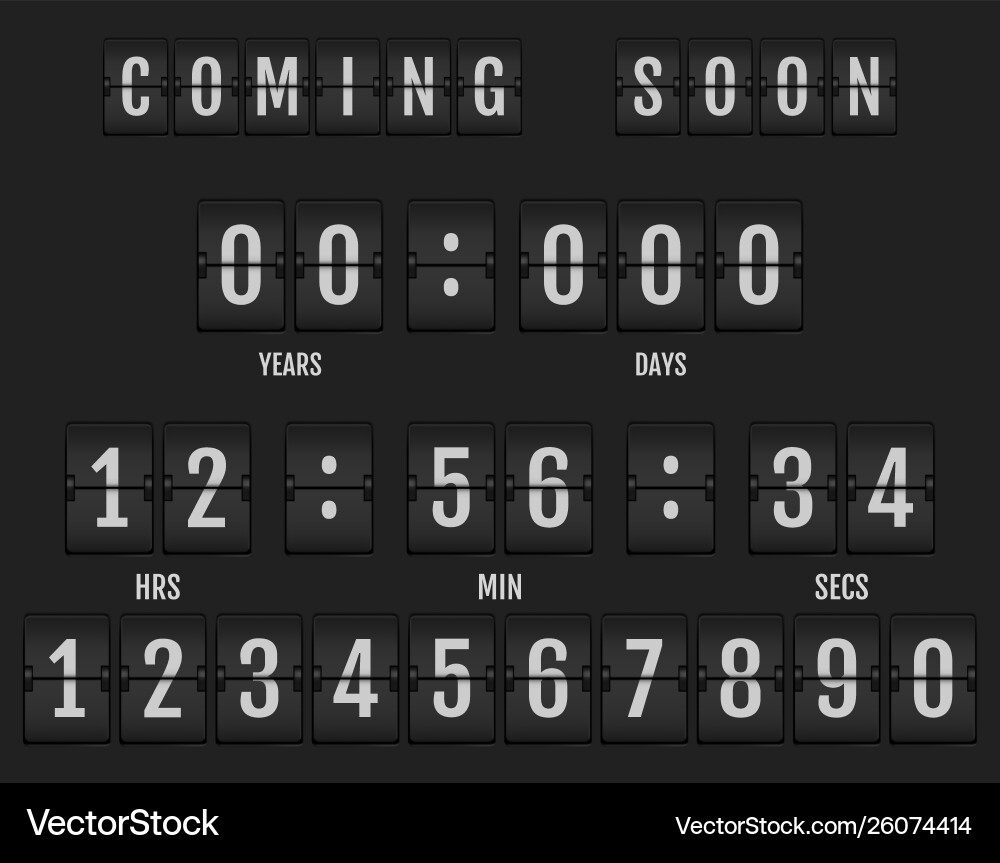 Coming soon banner showing how much time is left Vector Image