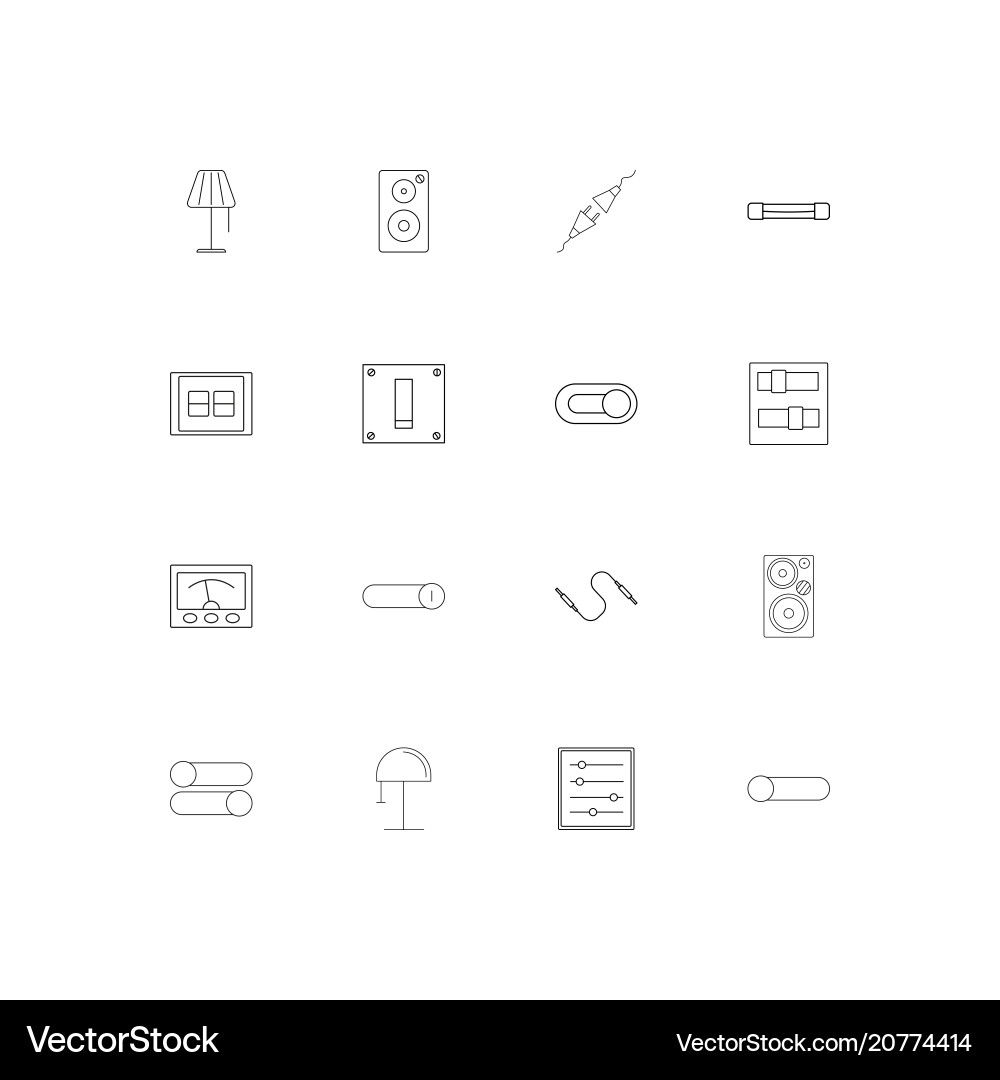Electrical linear thin icons set outlined simple Vector Image