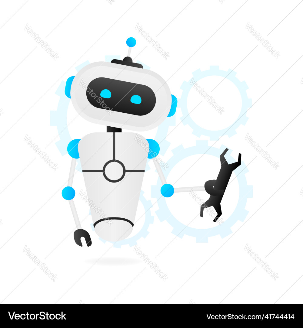 Flat with blue bot customer support Flat with blue bot customer support vector image