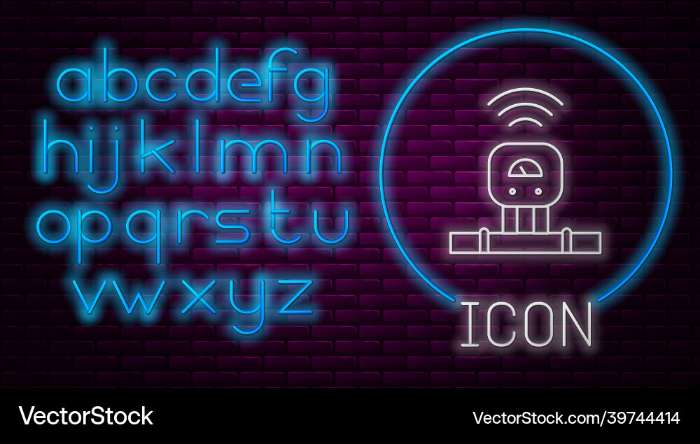 Glowing neon line smart sensor system icon Vector Image