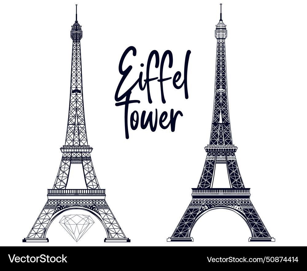 Hand Drawn Eiffel Tower Sketch Vector Image