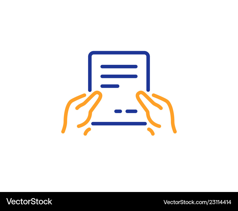 Hold document line icon text file sign Vector Image
