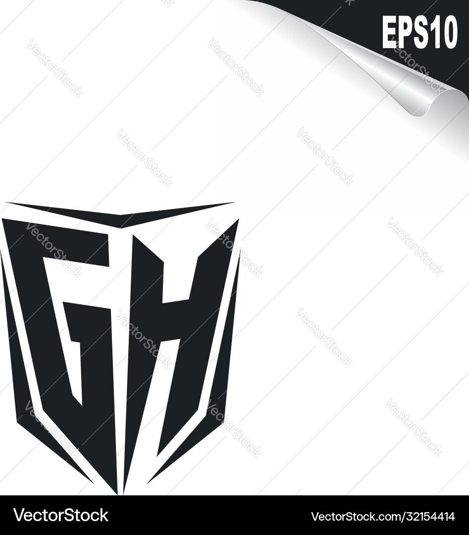 Initial gh logo design with shield style Vector Image