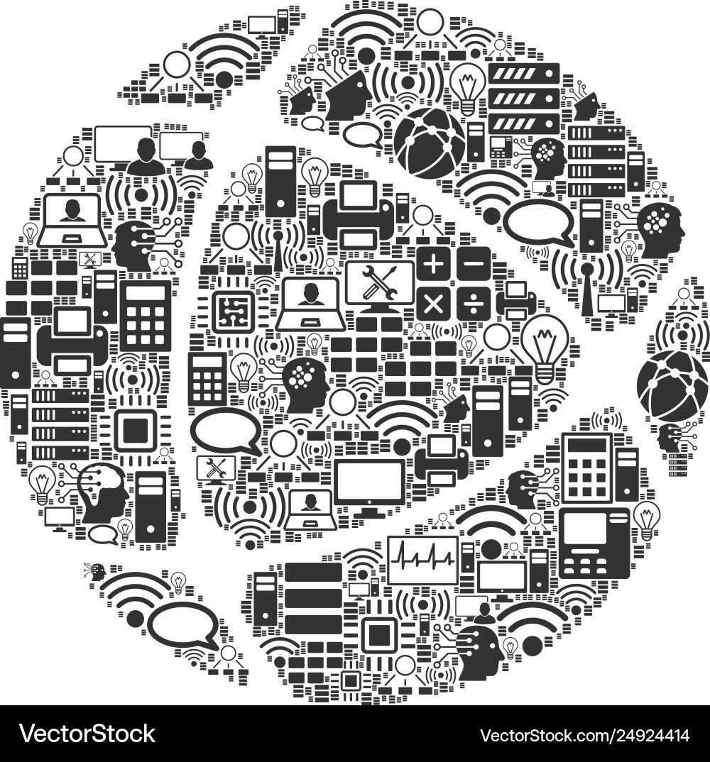 Internet mosaic icon for bigdata and computing Internet mosaic icon for bigdata and computing vector image
