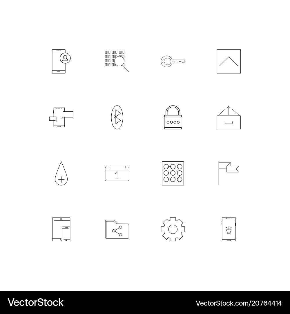 Internet technologies linear thin icons set vector image