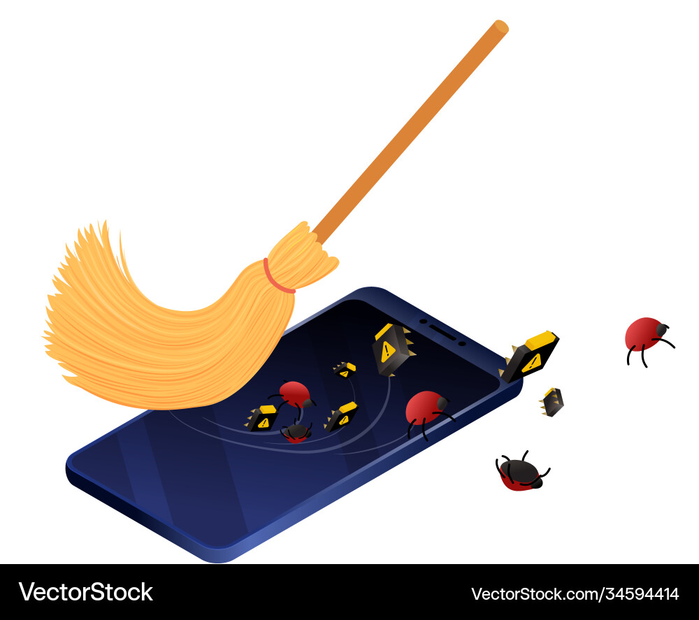Isometric smartphone service and debugging concept Vector Image