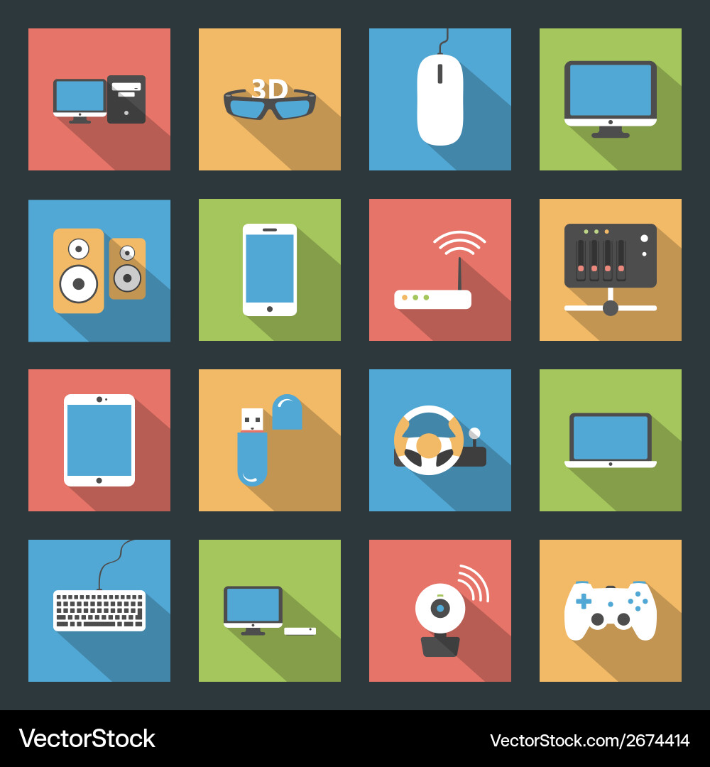 Network & Computer Icons - Flat Set vector image