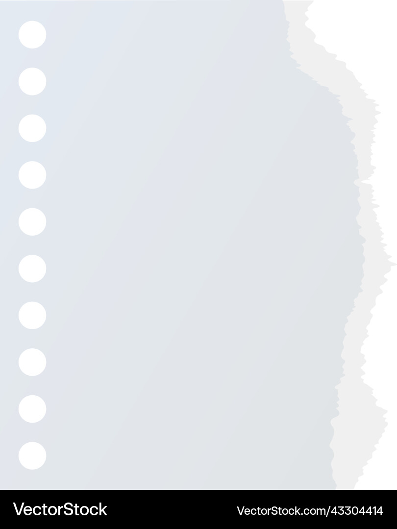 Notebook page ripped piece with rough edge texture vector image