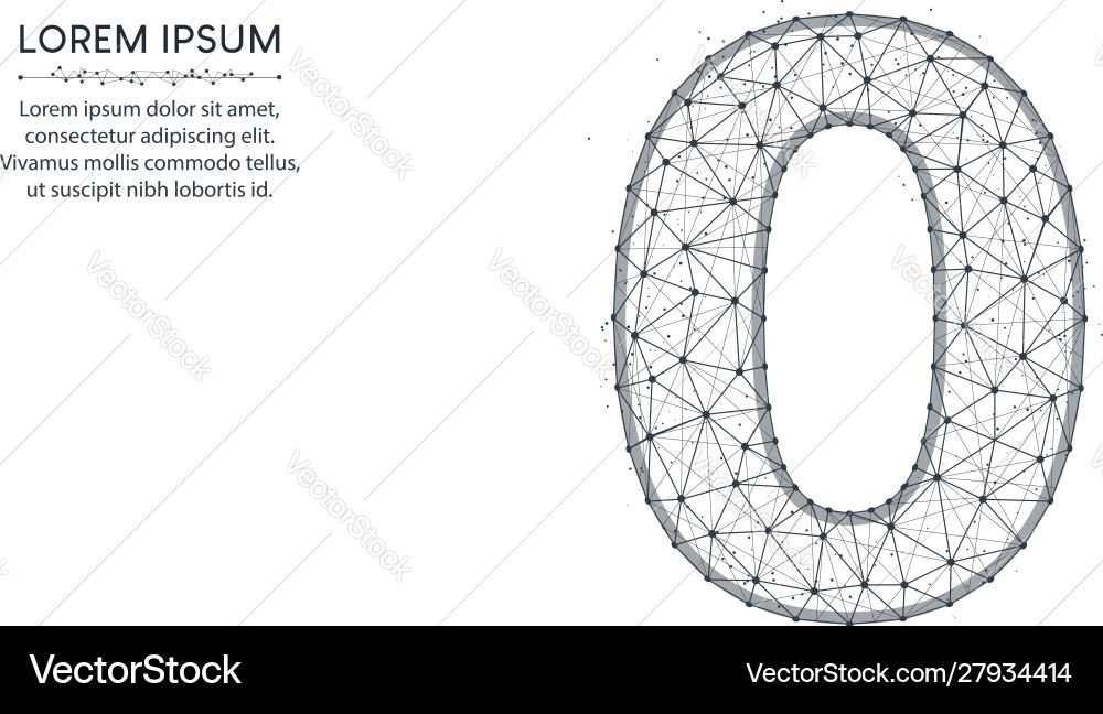 Number 0 low poly design mathematics abstract Number 0 low poly design mathematics abstract vector image