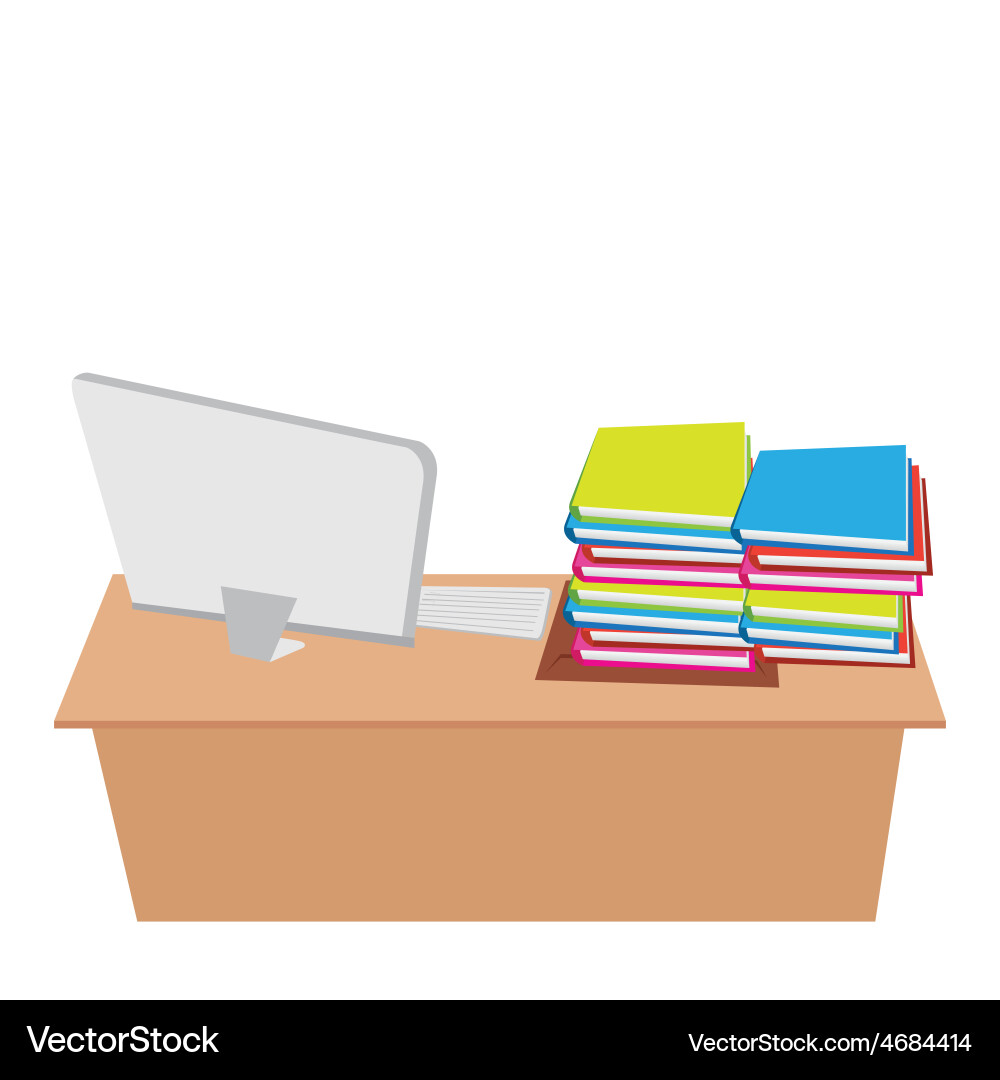 Office desk with computer and working Vector Image