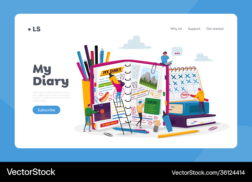 Organizer notebook landing page template tiny Organizer notebook landing page template tiny vector image