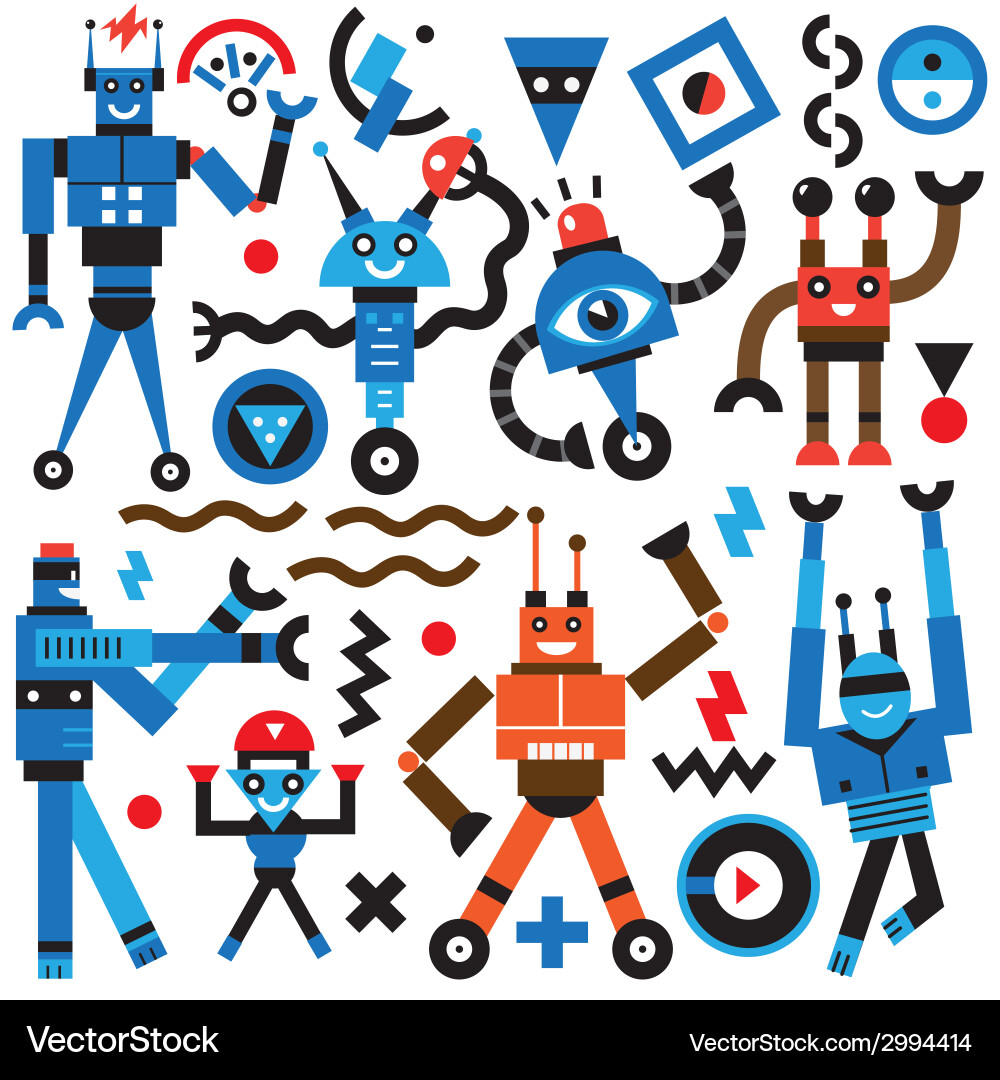 Robot Icons Set Vector Image
