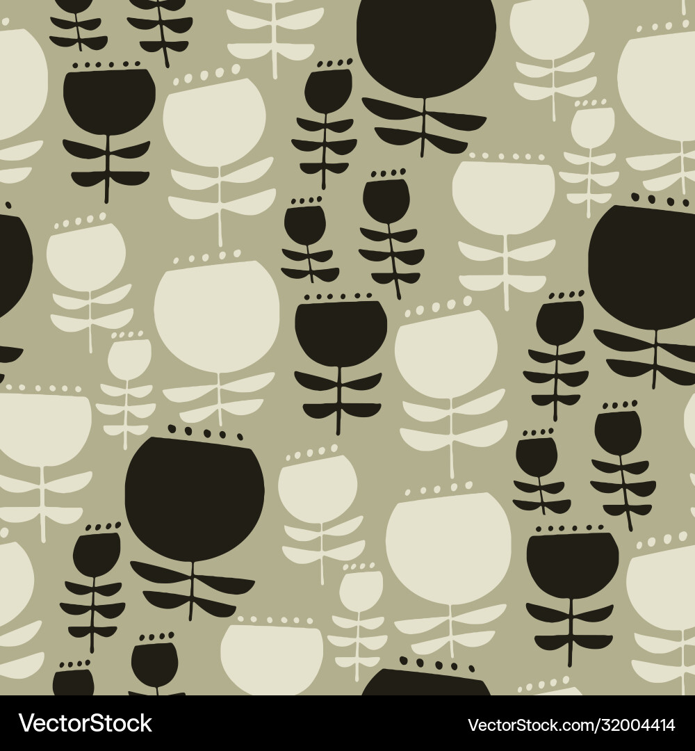 Round shape simple naive flowers pattern Vector Image