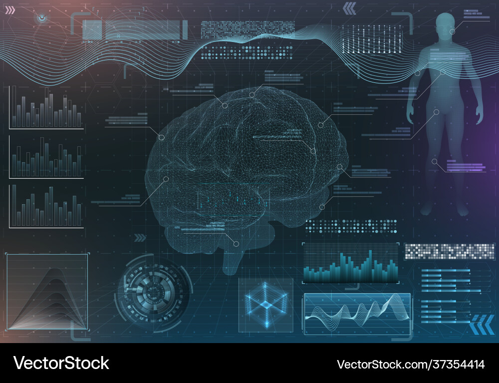 Set brain research interfaces functional Set brain research interfaces functional Vector Image