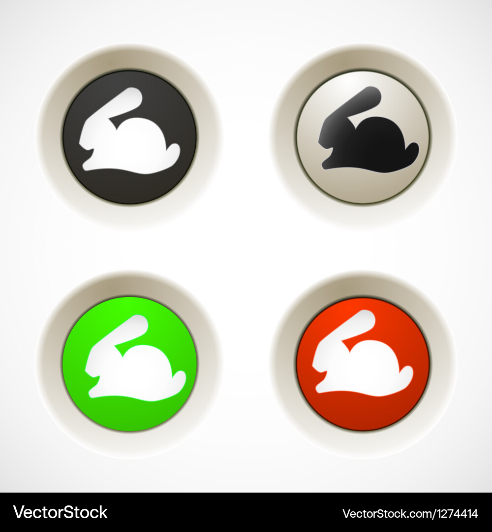 Set of colorful plastic buttons with rabbit Vector Image