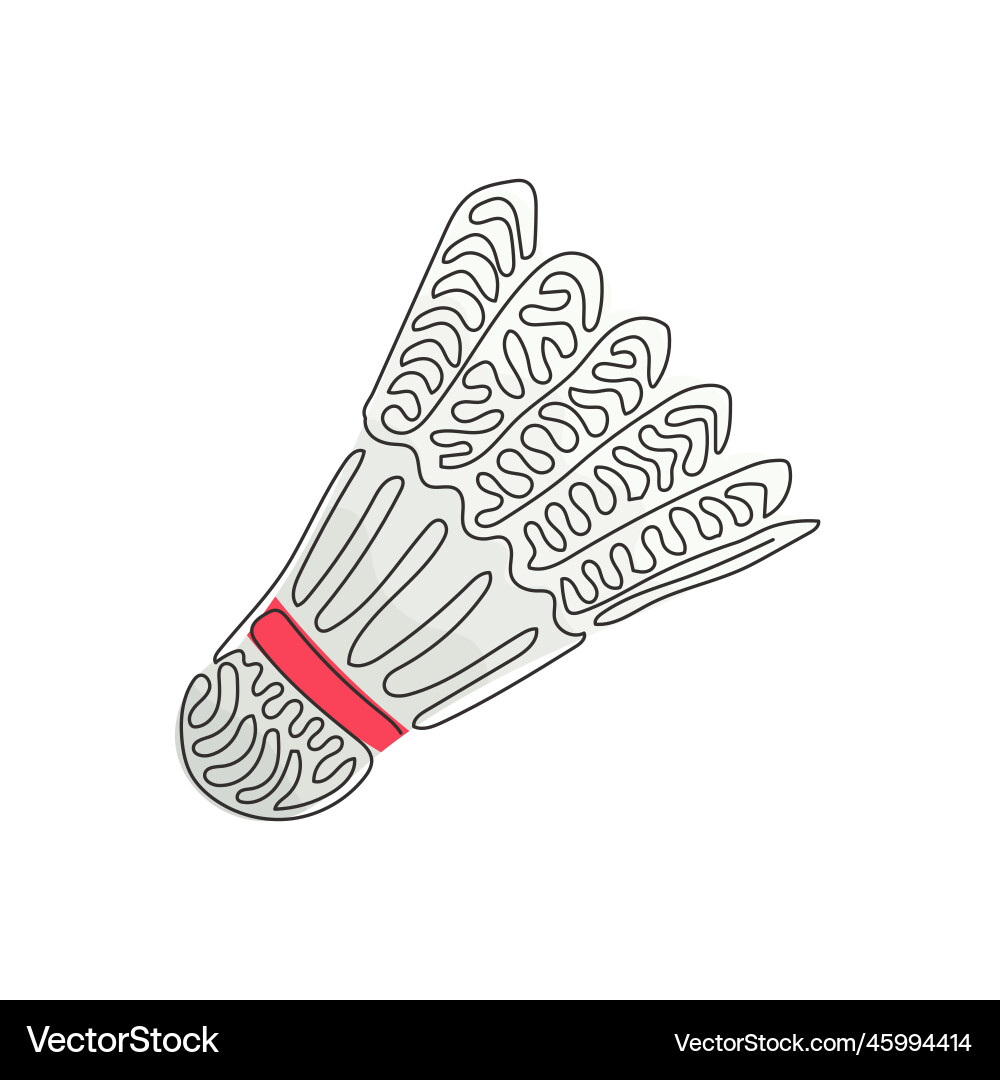 Single continuous line drawing shuttlecock Vector Image