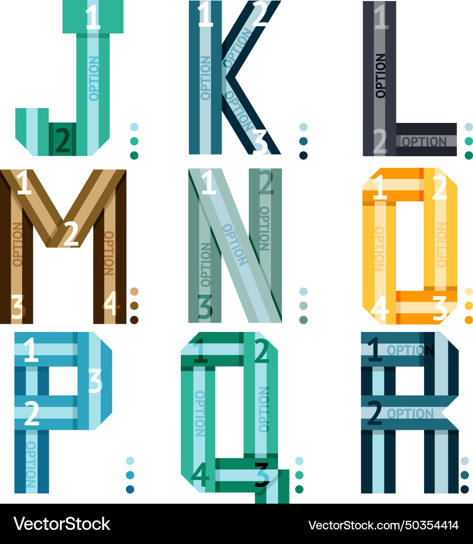 Striped font with number options Vector Image