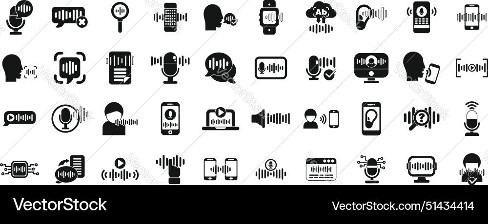 Voice and speech recognition app icons set Voice and speech recognition app icons set vector image