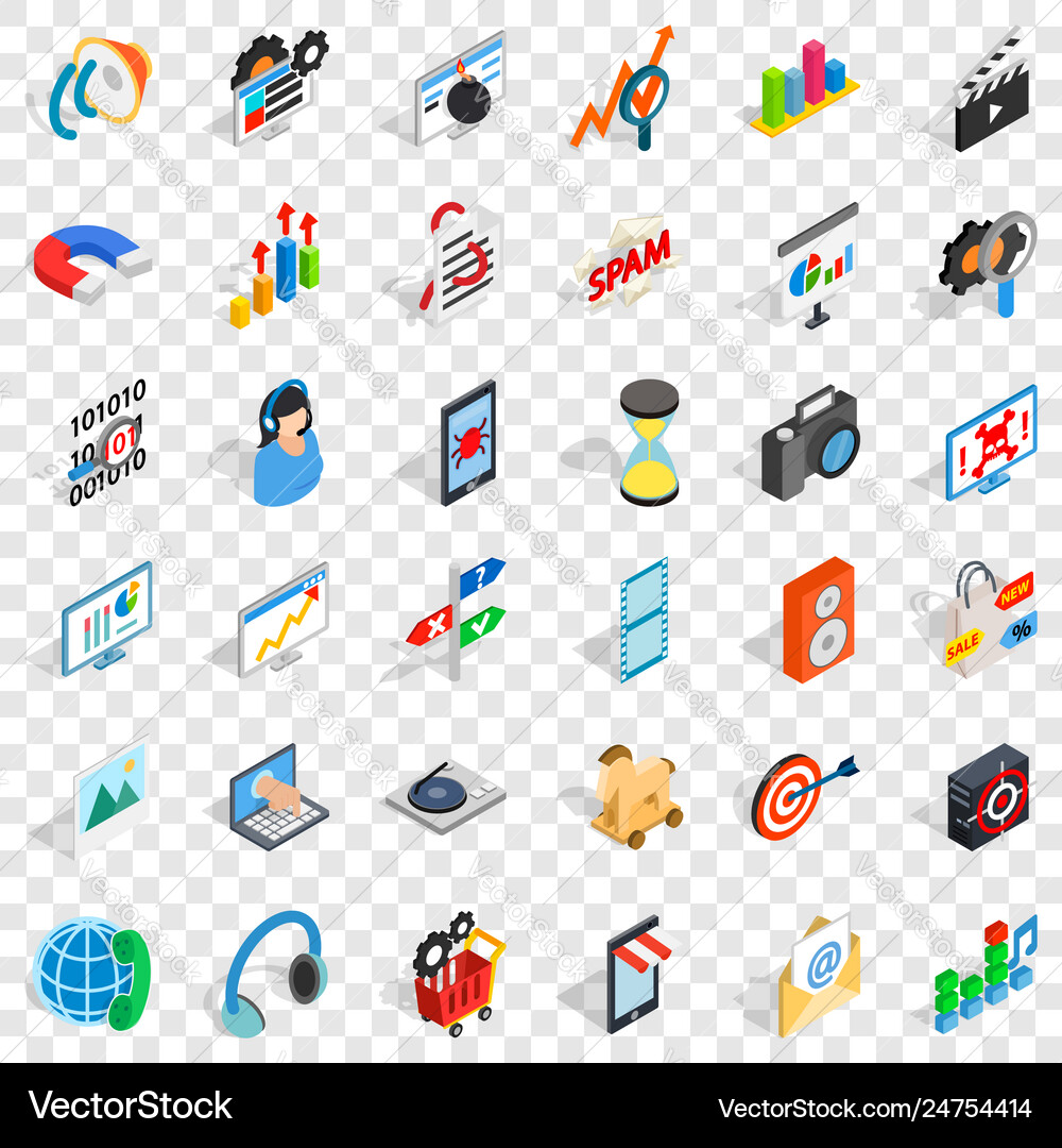 Web progress icons set isometric style Web progress icons set isometric style vector image