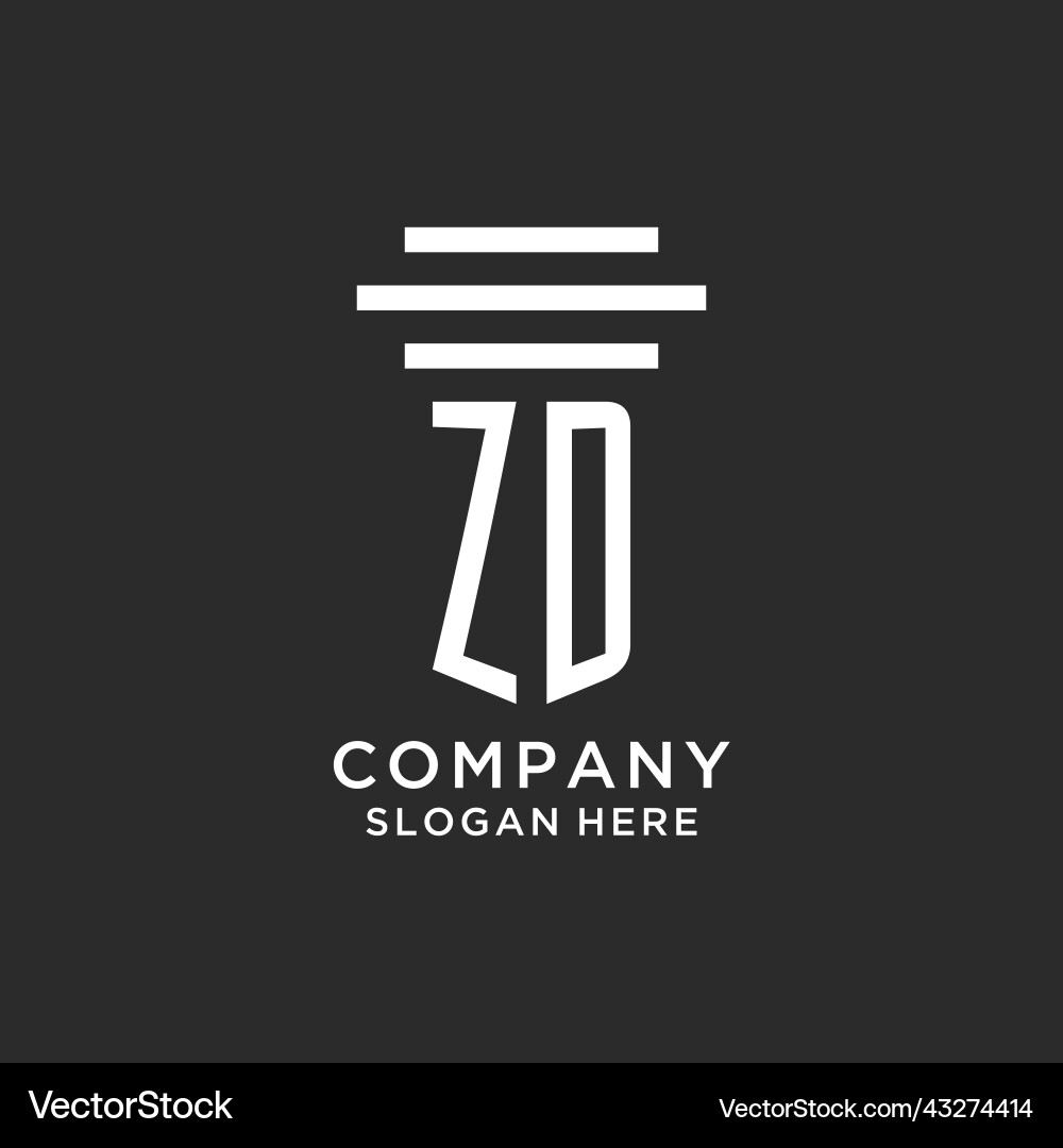 Zd initials with simple pillar logo design Zd initials with simple pillar logo design Vector Image