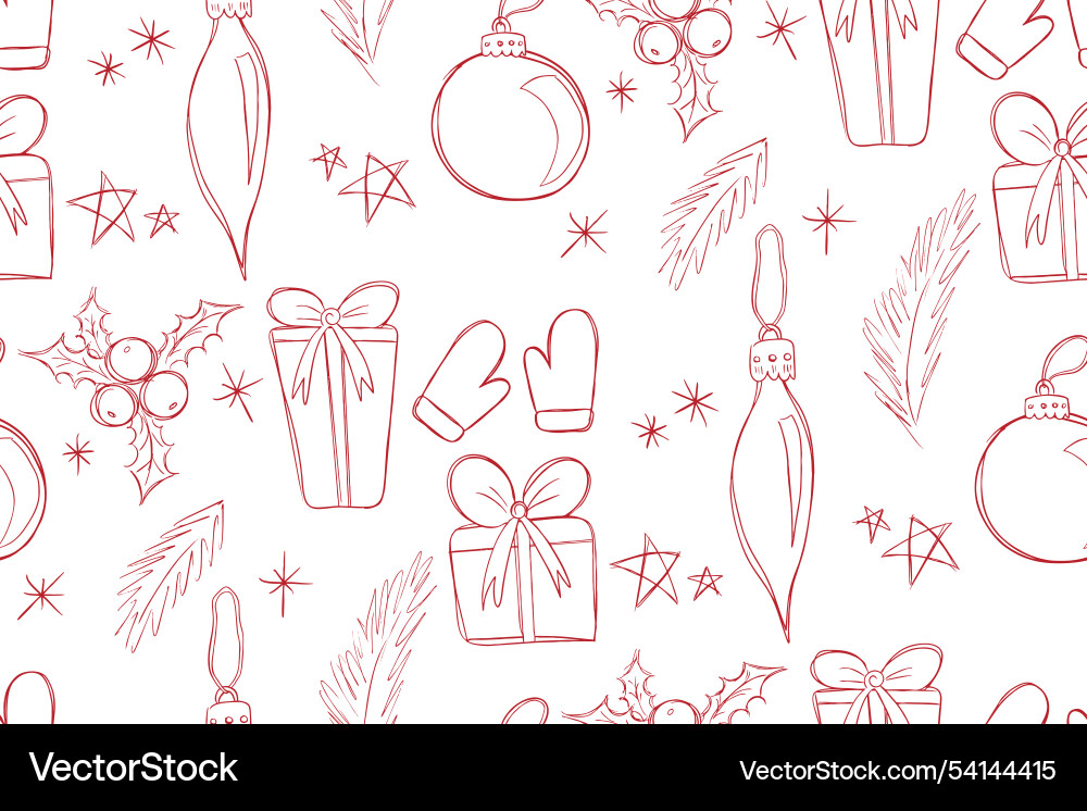 A new year pattern in the style of sketch Vector Image