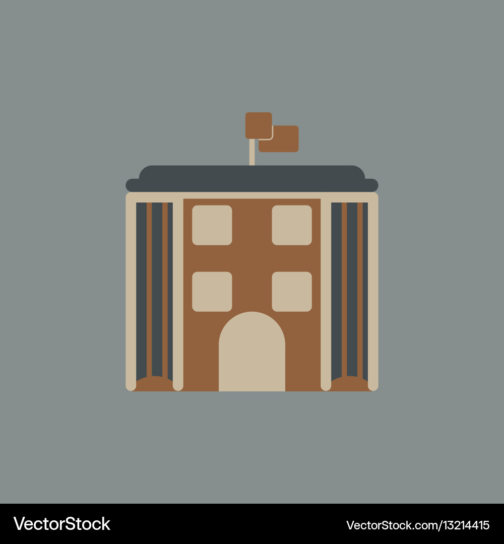 Architecture building and columns with flag vector image