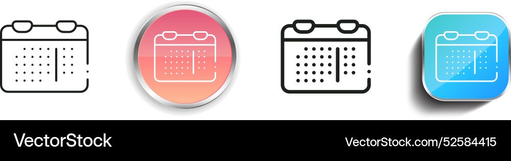 Calendar icon thin linear regular and button Vector Image