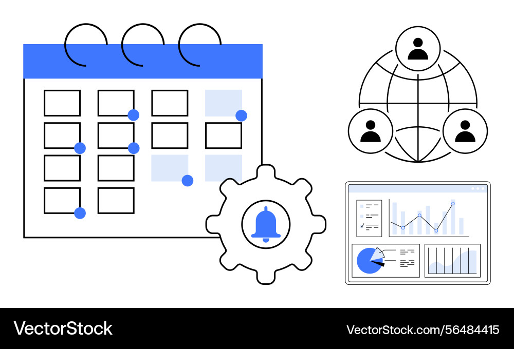 Calendar scheduling with notifications global vector image