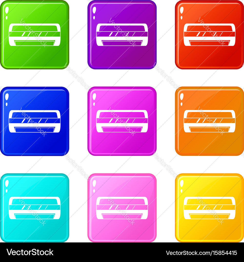 Conditioning split system icons 9 set Vector Image