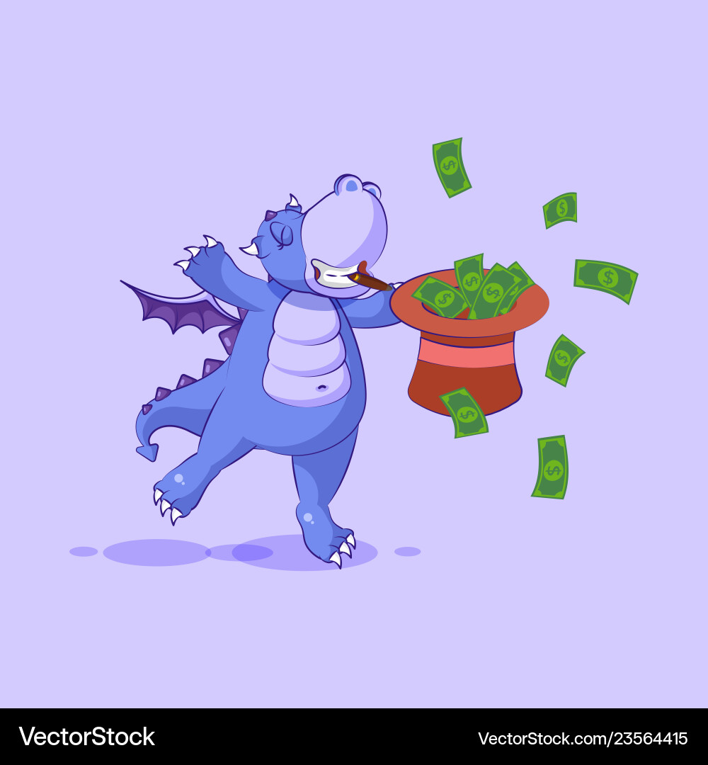 Dragon Aufkleber Emoticon mit Hut Geld springen Dragon Aufkleber Emoticon mit Hut Geld springen vektorbild