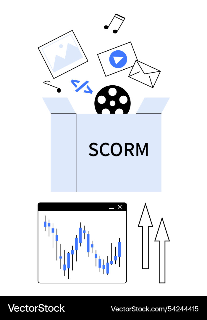 E-learning content components emerging from scorm vector image
