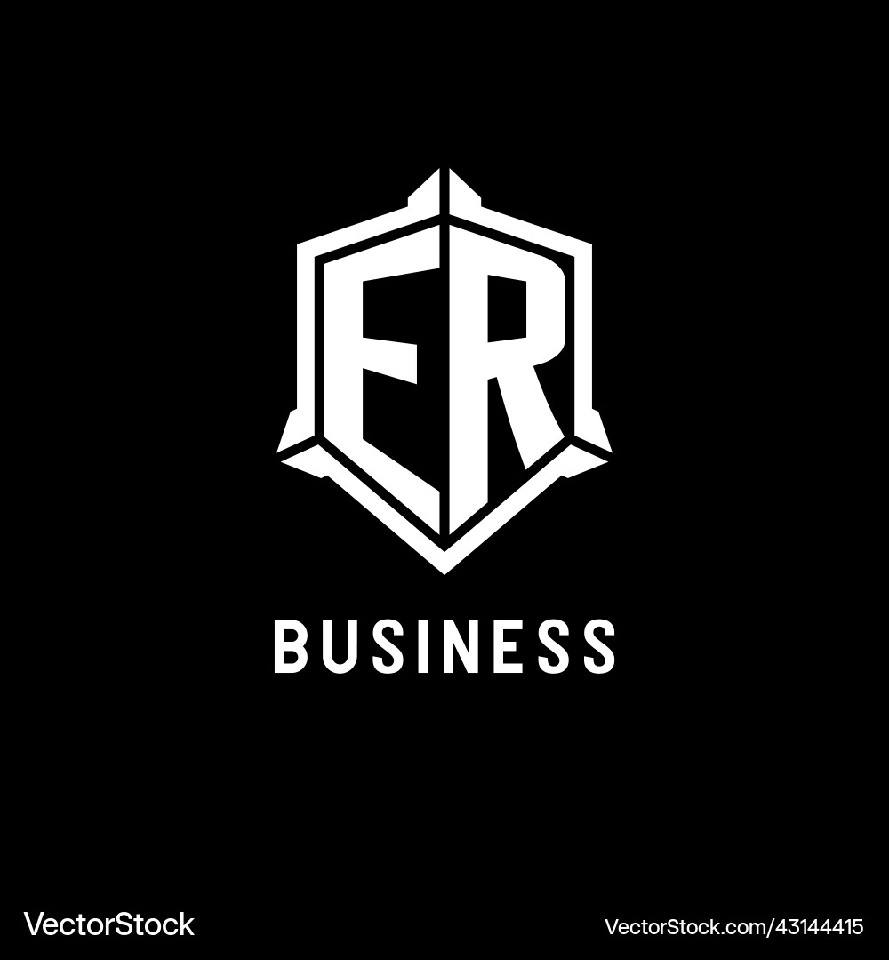 Er logo initial with shield shape design style Vector Image