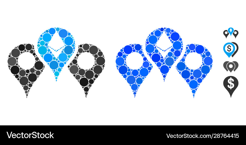 Ethereum map pointers mosaic icon spheric items Ethereum map pointers mosaic icon spheric items vector image