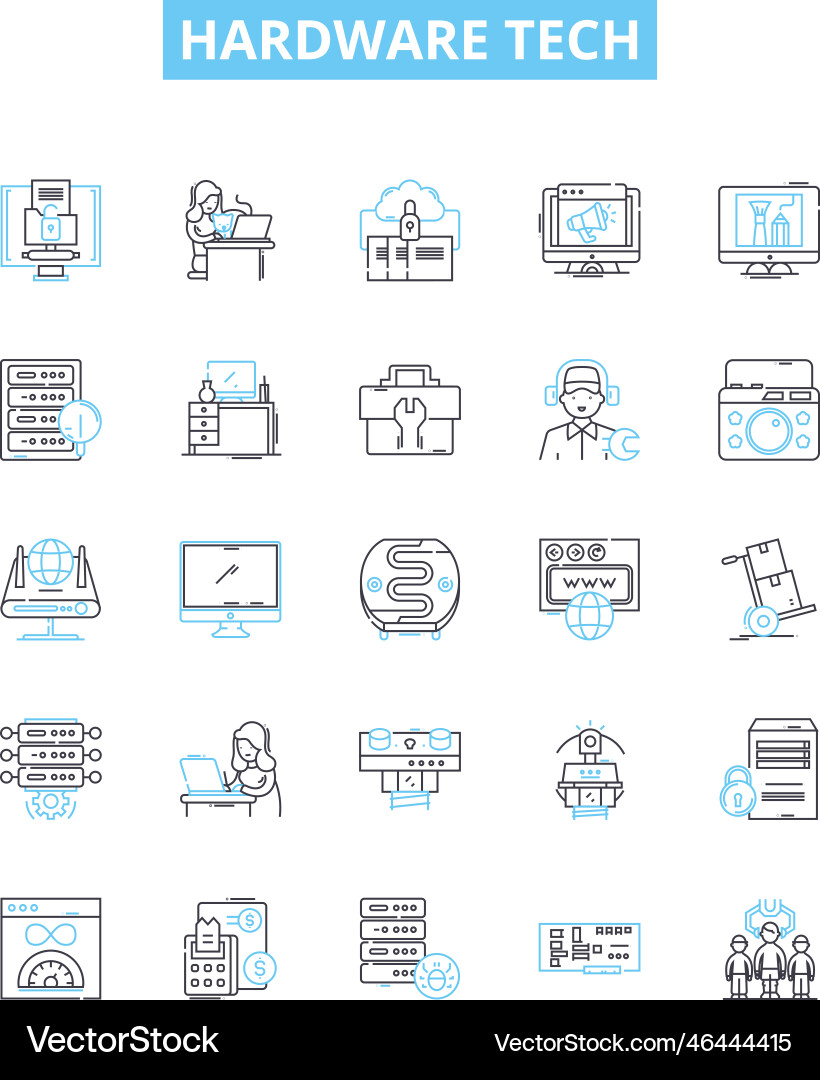 Hardware tech line icons set Hardware tech line icons set vector image