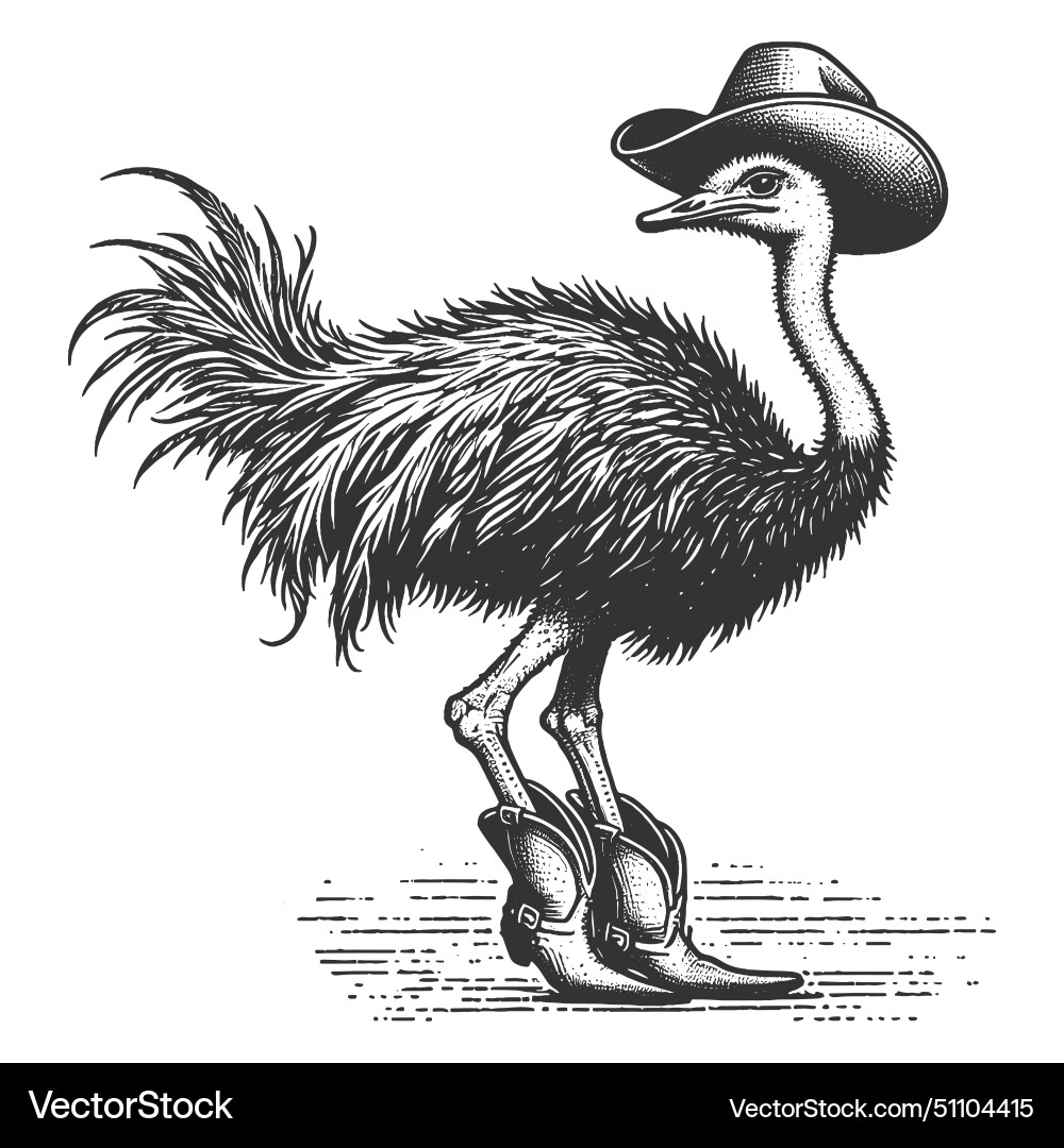 Ostrich cowboy boots and hat Ostrich cowboy boots and hat Vector Image