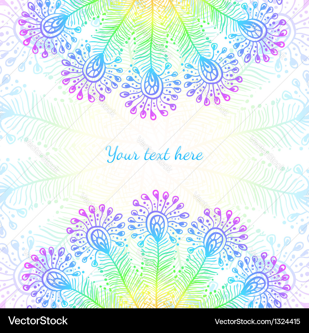 Rainbow Peacock Feathers Background Vector Image