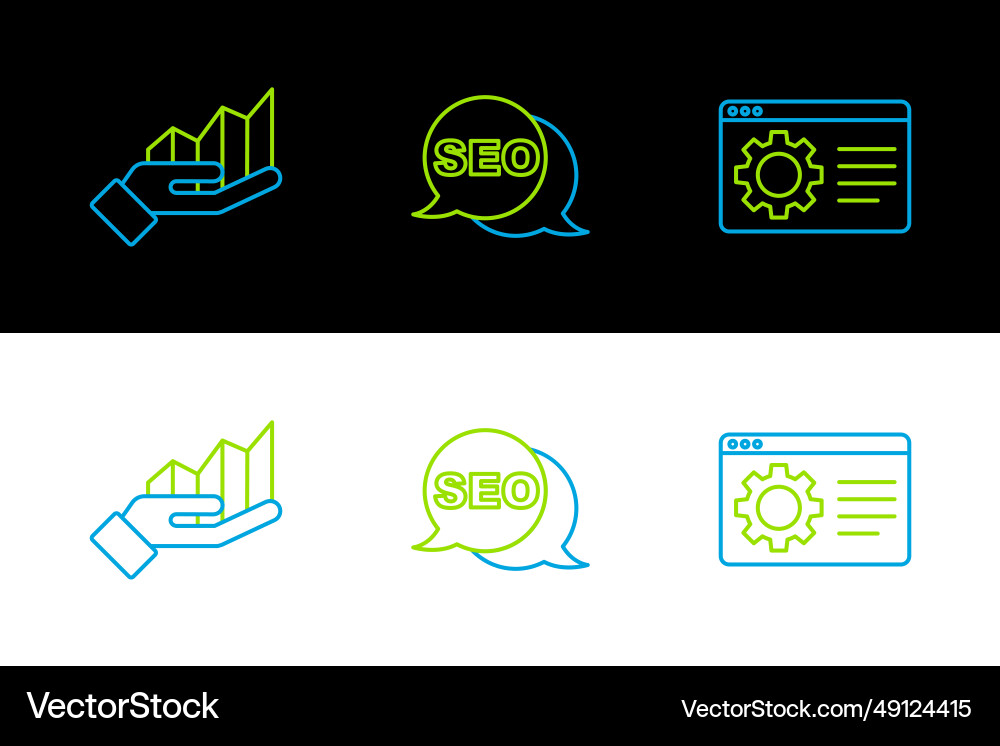 Set line browser setting pie chart infographic Set line browser setting pie chart infographic vector image