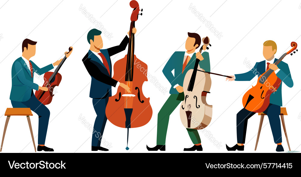 String quartet playing instruments classical Vector Image