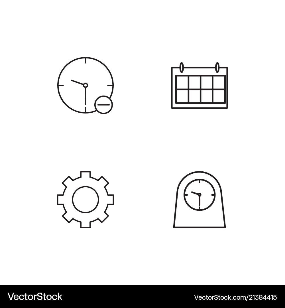 Time linear icons set simple outline vector image