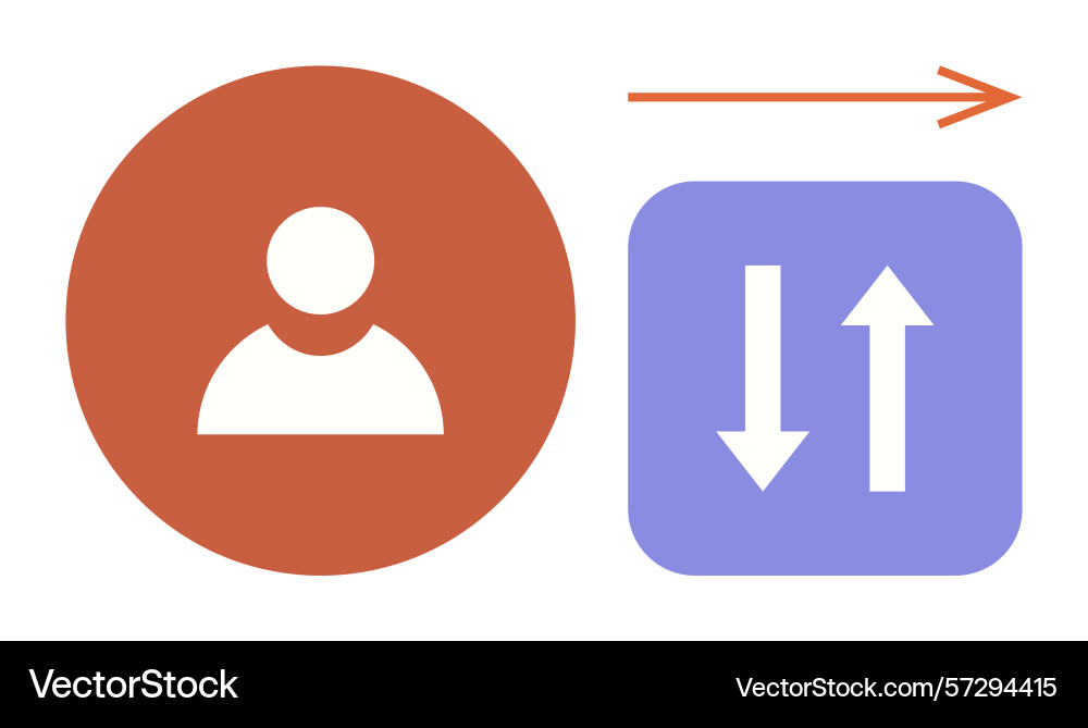 User profile and data transfer concept with arrows User profile and data transfer concept with arrows vector image