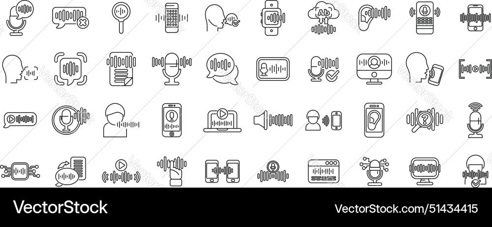 Voice and speech recognition app icons set vector image