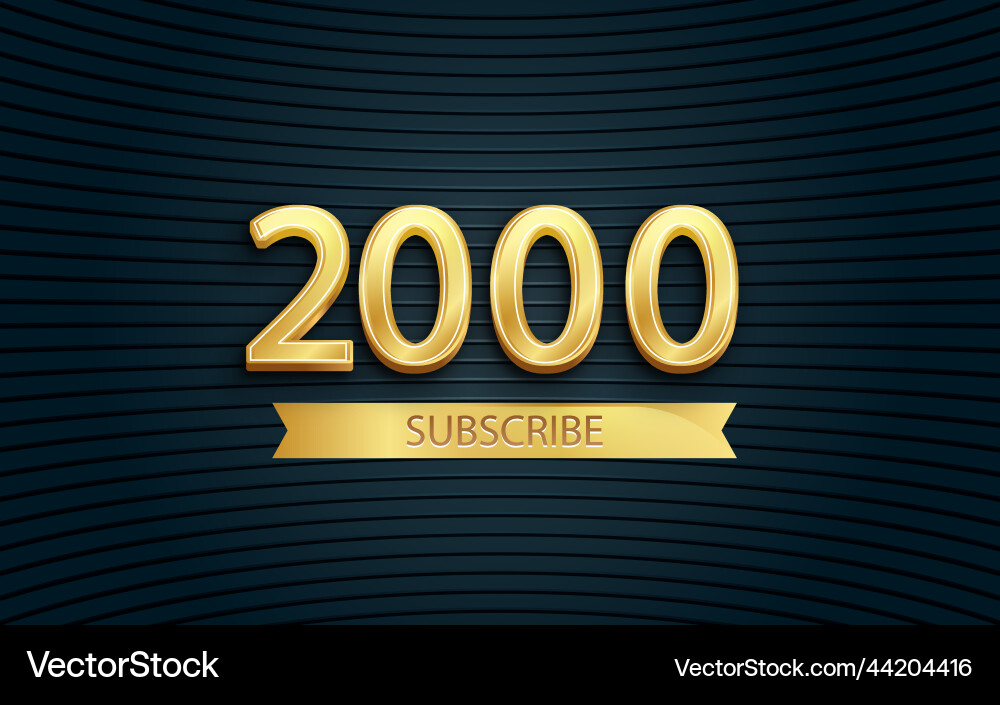 2000 subscribers banner templete with 3d editable vector image