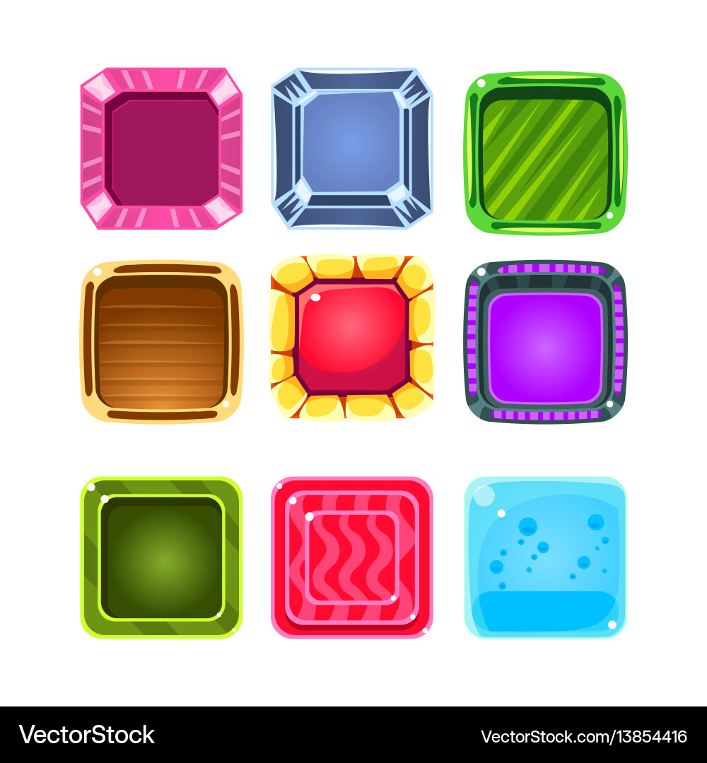 Colorful gems flash game element templates design Vector Image