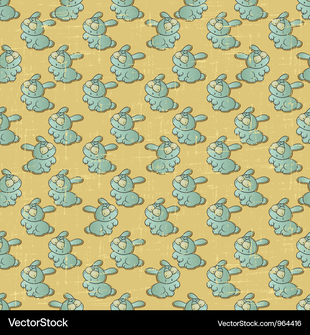 Cute Rabbit Pattern - Retro Style vector image
