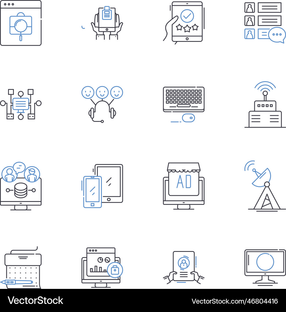 Data computing line icons collection analytics Data computing line icons collection analytics vector image